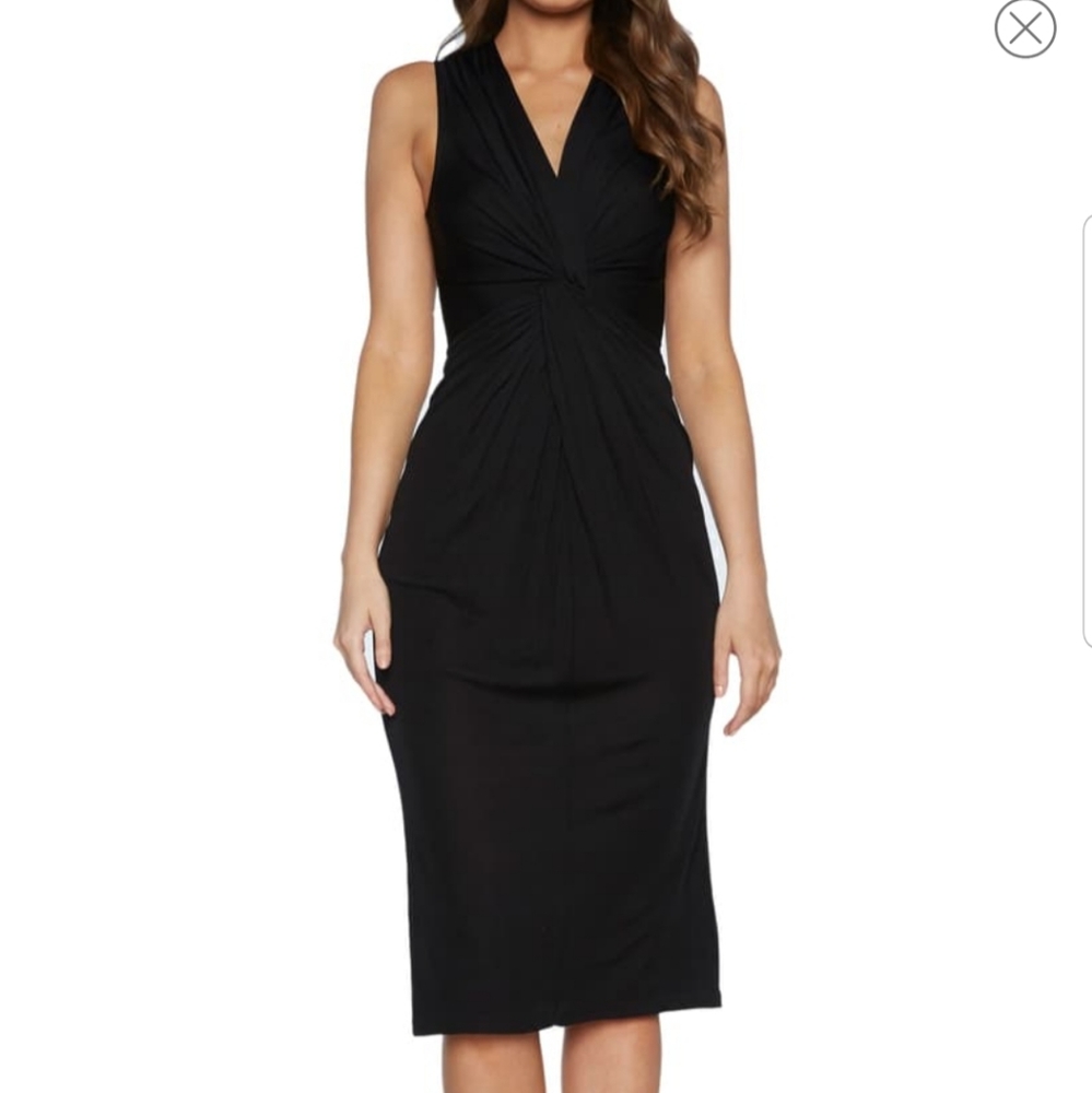 Bardot twisted front sleeveless midi dress 4 Xs